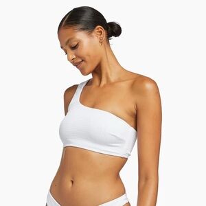 NWT Vitamin A White Isla One-Shoulder Bikini Top Asymmetrical Swim Size Medium/8